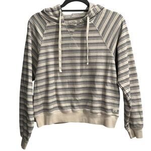 Billabong Size M Medium Cream and Black Striped Hooded Sweatshirt